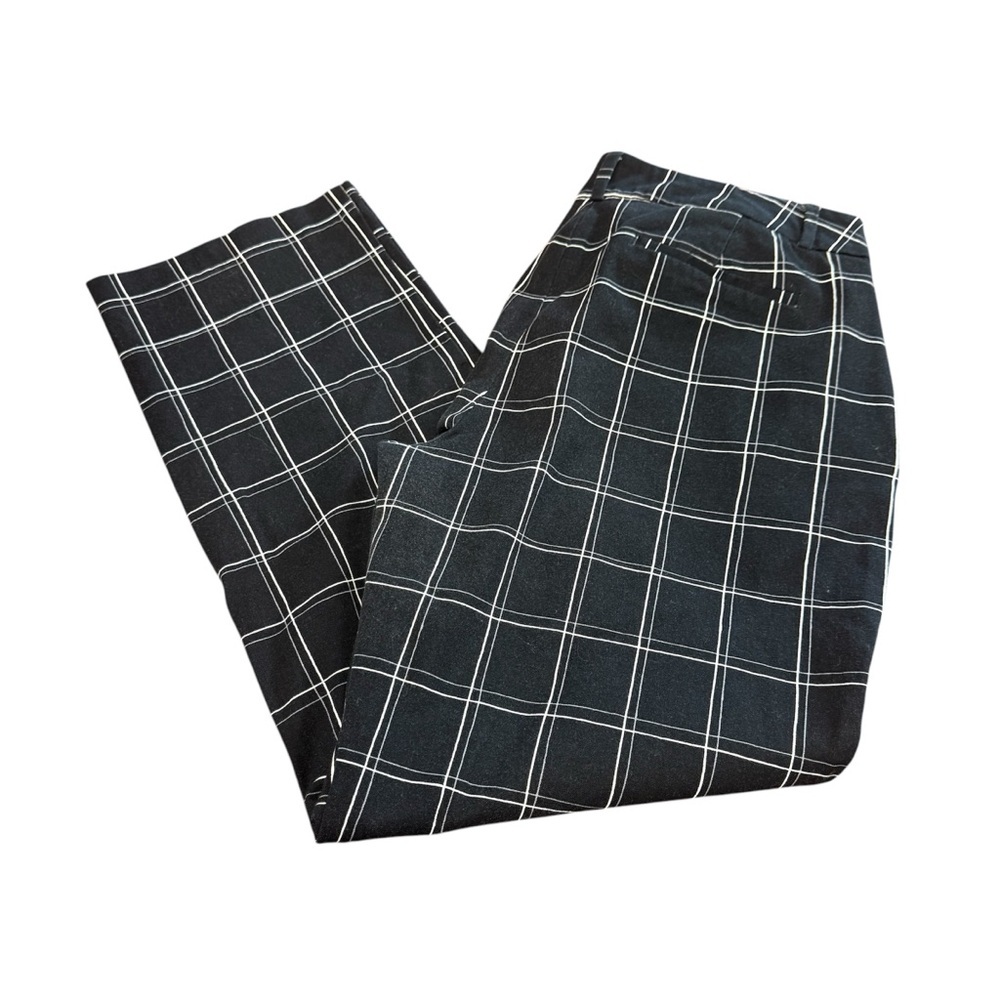 Apt 9 size 14 Black and White Checkered Pants Torie style straight leg